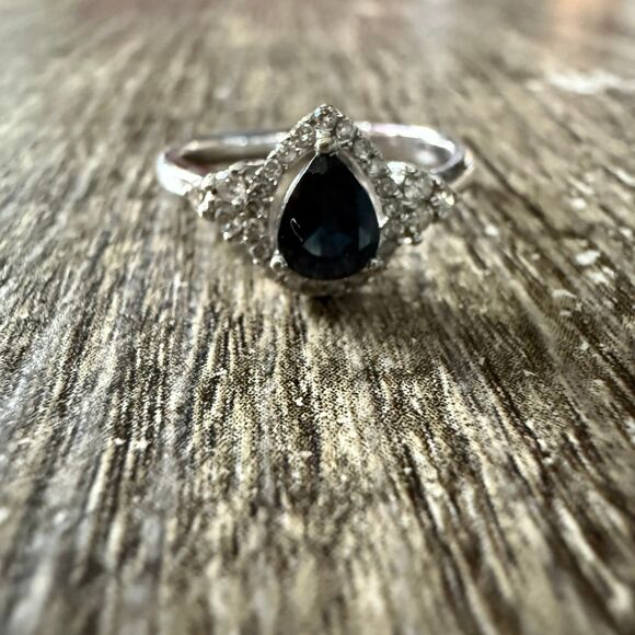 14K White Gold Sapphire and Diamond Ring - Picture 8 of 10